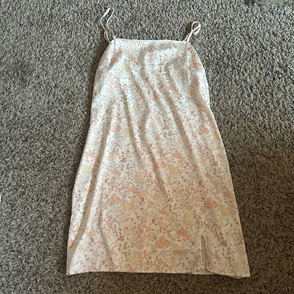 white floral silk minidress